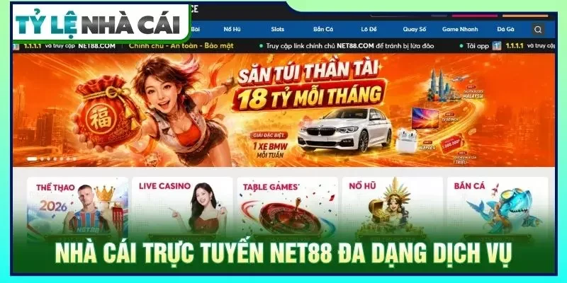 Nhà cái trực tuyến NET88 đa dạng dịch vụ